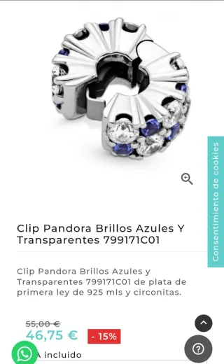 3 Charm Pandora: 2 clip y Búho.