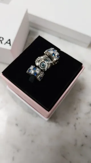 3 Charm Pandora: 2 clip y Búho.