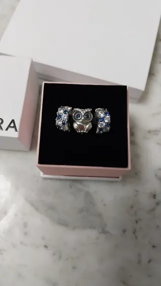 3 Charm Pandora: 2 clip y Búho.