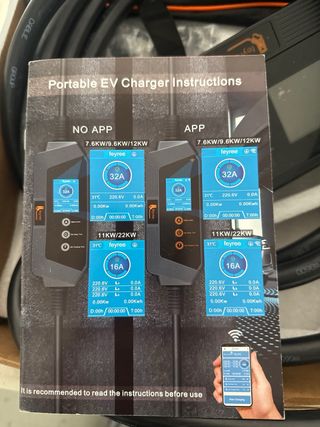 Cargador EV Portátil Feyree 11KW 16A Tipo 2