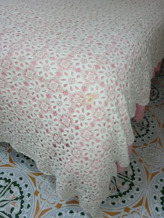 Copriletto uncinetto fatto a mano