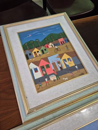 Coppia Quadri Naif Dipinti a Mano