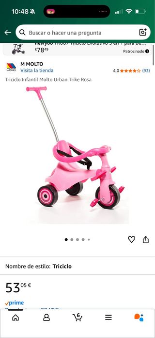 Triciclo infantil rosa