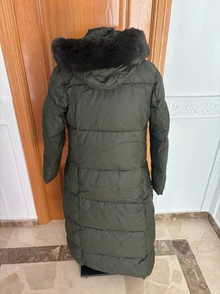 Abrigo largo impermeable mujer verde caqui