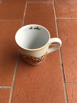 Tazza Thun ceramica decorata fiori e coccinella