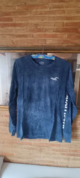 Camiseta Hollister 100% Algodón Azul/Gris