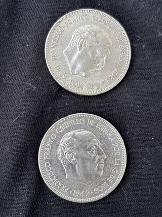 Moneda 5 Pesetas 1949 Níquel Franco