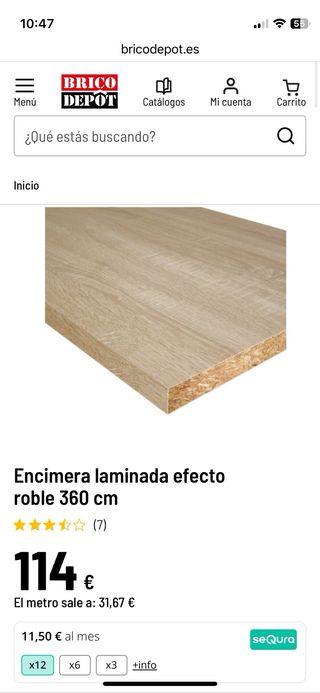 Encimera efecto roble laminada