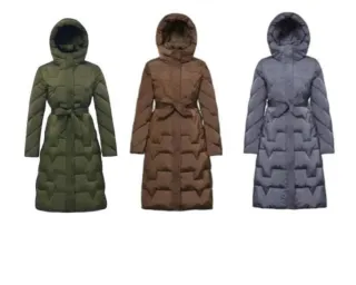 Abrigo largo acolchado con cinturón talla l xl xxl