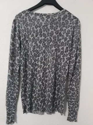 Blanco cárdigan estampado leopardo talla L