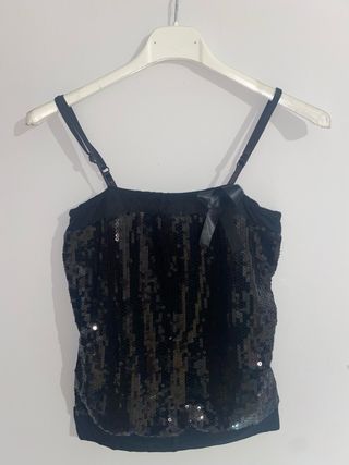Top lentejuelas lazo fiesta negro