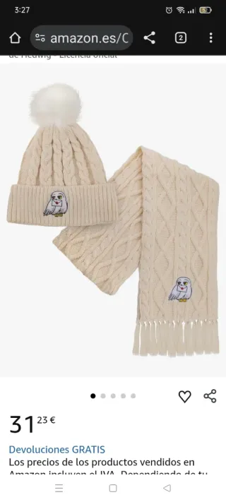 Gorro y Bufanda Harry Potter Hedwig