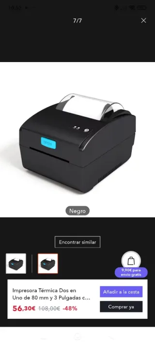 Impresora térmica negra