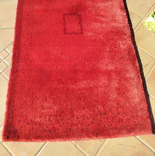 Alfombra de pasillo de lana roja
