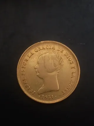 Moneta d'oro di Isabella II del 1851