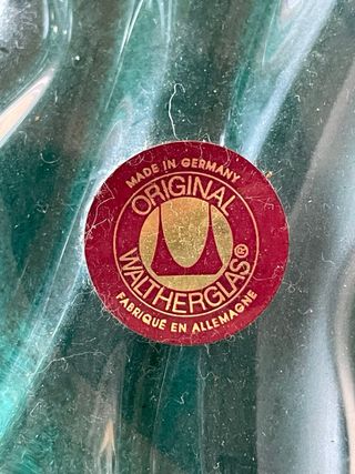 Cestino in vetro blu e trasparente, portacaramelle