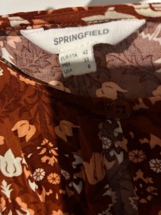 Vestido estampado floral marrón y naranja