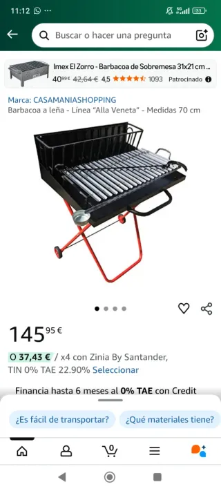 Barbacoa de leña con ruedas CASAMANIASHOPPING