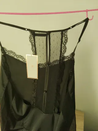 Camisón lencero encaje negro talla única