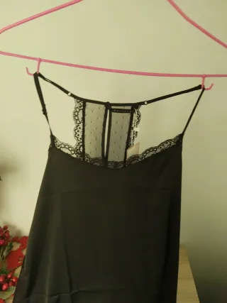 Camisón lencero encaje negro talla única
