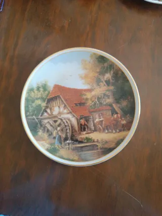 Plato decorativo vintage escena campestre