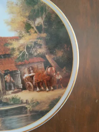 Plato decorativo vintage escena campestre