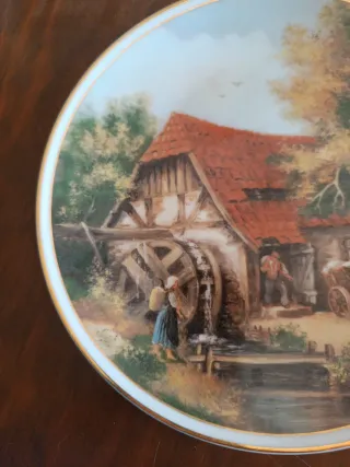 Plato decorativo vintage escena campestre