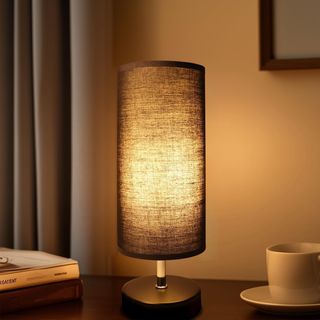Lámpara de Mesa Moderna Tela y Metal