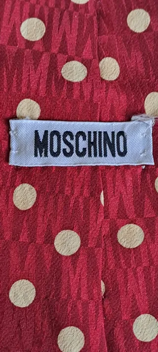 Cravatta Moschino Pois Rosso Beige