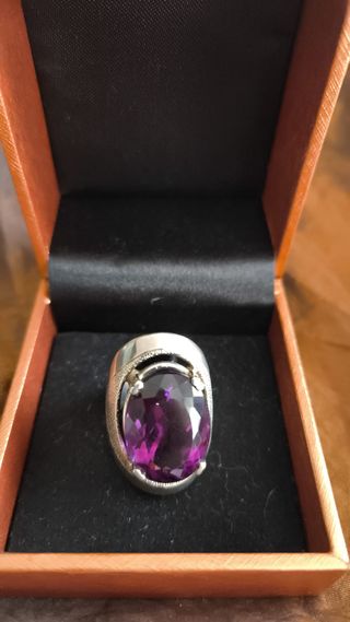 Anillo Plata Amatista Ovalada