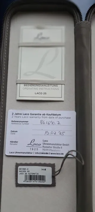 Reloj Laco 1925 Aachen 42 Automático Tipo B