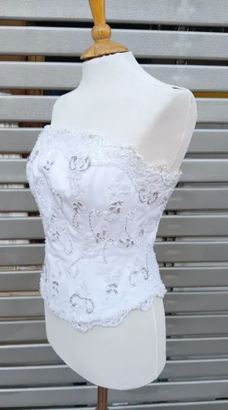 Top corpiño vintage pedrería y bordado