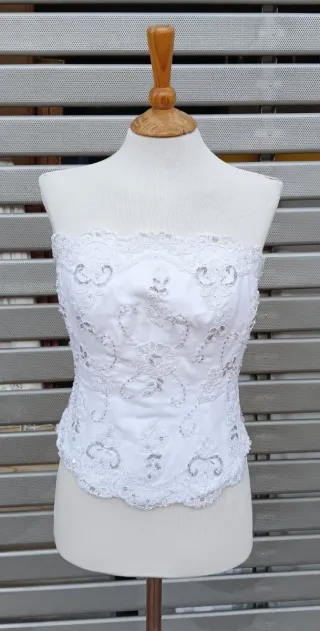 Top corpiño vintage pedrería y bordado