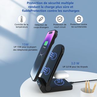 Estación de Carga Inalámbrica 15W Wireless 2 en 1