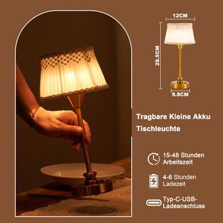 Lámpara de mesa OCEST Beige y Dorada