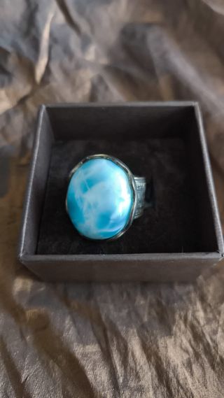 Anillo Piedra Azul y Plata