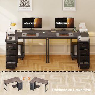 Escritorio Esquinero Coleshome Roble Gris