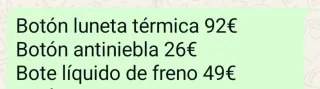 Botón luneta térmica, antiniebla y líquido freno