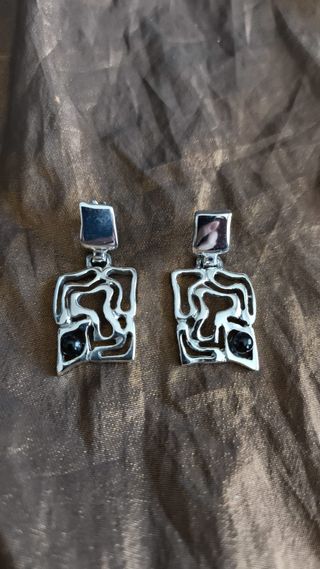 Pendientes plata y negro
