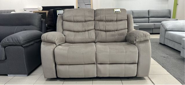 Sofá reclinable manual beige/gris