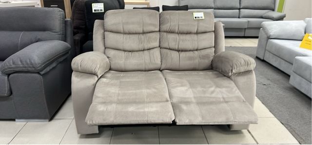 Sofá reclinable manual beige/gris