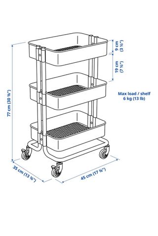 Carrito auxiliar Ikea 3 baldas con ruedas