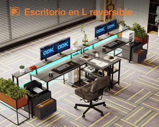 Escritorio Esquinero ODK Marrón/Gris