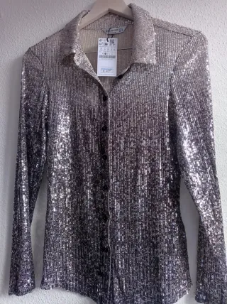 Camisa lentejuelas Stradivarius Talla S