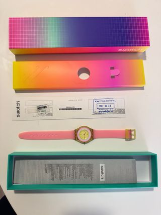 Reloj Swatch Skin Rosa y Amarillo.