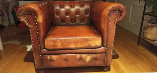 Sofá Chester piel marrón