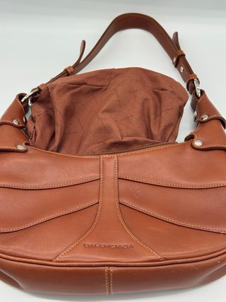 Borsa a spalla Balenciaga in pelle marrone caramello