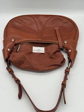 Borsa a spalla Balenciaga in pelle marrone caramello