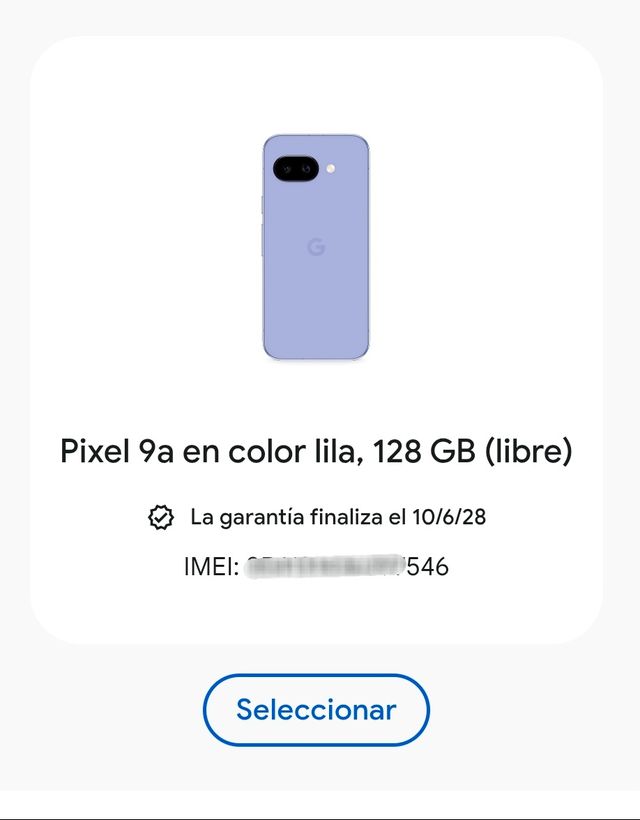 GARANTÍA Google Pixel 9a Lila 128GB