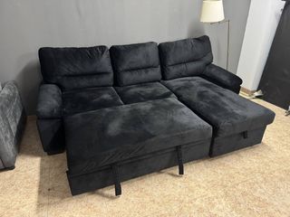 Sofá Cama Convertible + Almacenamiento Emma Negro.